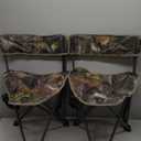 REDCAMP 2 Pack Tripod Hunting Chairs for Blinds, Folding Lightweight Portable Fishing Chair for Adults Hunting Stools with Backrest, Golf Chairs for Spectators, Camo