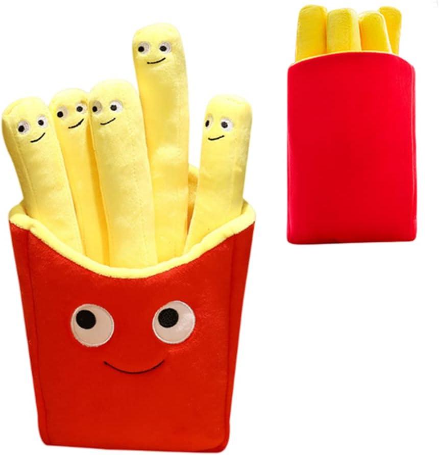 15.7inch Hamburger Plush Pillow Funny Hamburger Bread Stuffed Pillow Soft Food Plushie Throw Pillow Stuffed Animal Toy for Kids Adults Gift Home Decor. (French Fries)