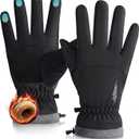 Rivmount Winter Waterproof Ski Snow Warm Gloves for Women Men, Windproof Cold Weather Thermal with Touchscreen Fingers, for Running Driving Cycling Hiking Biking Outdoor Sports Daily Work (Large, Black)