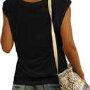 2 x Womens Cap Sleeve T Shirts V Neck Casual Tops Oversized T-Shirt Summer Trendy Lightweight Loose Fit Basic Tees (Brown, M)