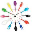 Timelike Kitchen Wall Clock, 3D Removable Modern Creative Cutlery Kitchen Spoon Fork Wall Clock Mirror Wall Decal Wall Sticker Room Home Decoration (Colorful)