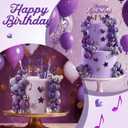 Leinuosen 76 Pcs Kpop Cake Topper Popular Singer Birthday Cake Decoration with Purple Disco Balls Pop Music Birthday Party Decoration Kpop Theme Party Supplies
