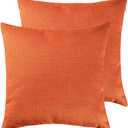 RainRoad Orange Decorative Throw Pillow Cover for Sofa Couch Bedroom Car Cotton Linen Pillow Case Cushion Cover Set of 2,18x18Inch 45cm x 45cm (Orange)