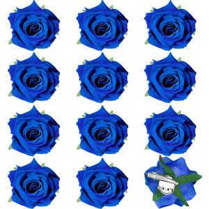 Yilloog 12 Pack Rose Hair Clip Flower 2.8'' Hairpin Floral Brooch Floral Hairclips Mexican Flowers Hairpin Party Supplies for Women Rose Hair Accessories Wedding Pack(Royal Blue)