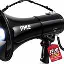 Pyle Portable Compact PA Megaphone Speaker with Alarm Siren & Adjustable Volume - 50W Handheld Lightweight Bullhorn - with Mic, AUX IN for MP3, 1200 Yards Range, Rechargeable Battery