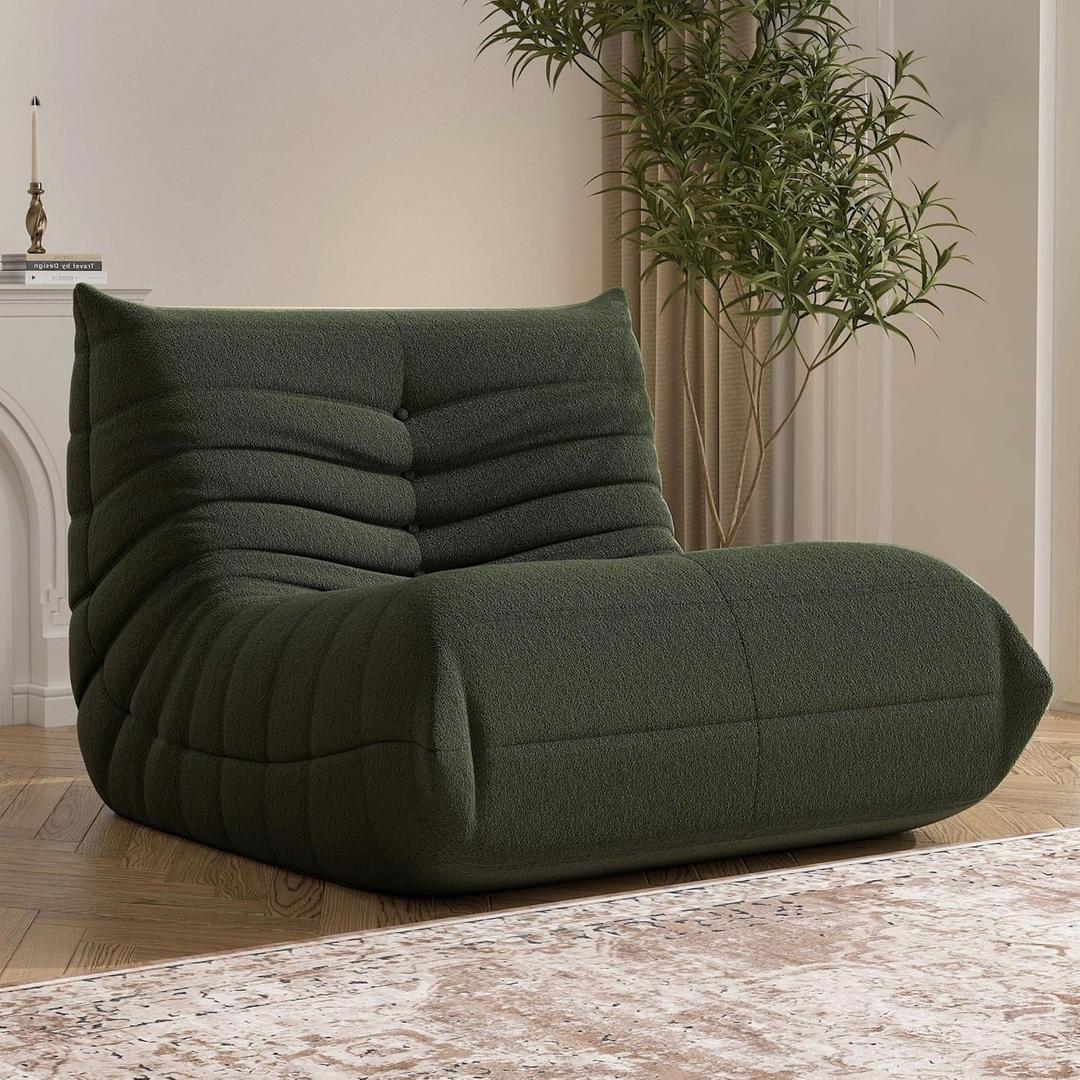 Bean Bag Chair, Fireside Chair Bean Bag Sofa Large Bean Bag Chair for Adults, Bean Bag Chairs for Teens with High Density Comfortable Foam, Memory Foam Lazy Sofa for Living Room, Bedroom (Green)