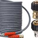 RIDGE WASHER Pressure Washer Hose 50 Feet X 3/8 Inch for Hot and Cold Water, with M22 14 mm to 3/8 Inch Quick Connect, 4000 PSI