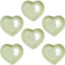 6 pcs Light Green Heart Shaped Porcelain Soy Sauce Dish 1.65 oz Ceramic Dip Dipping Bowls for Dinner Baking BBQ and Cooking