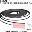 1/2 Inch Wide x 1/4 Inch Thick Foam Weather Stripping Black,Single Sided Foam Tape for AC Window and Doors,Closed Cell Foam Weather Strip,Self-Adhesive Foam Insulation Tape 33 Feet