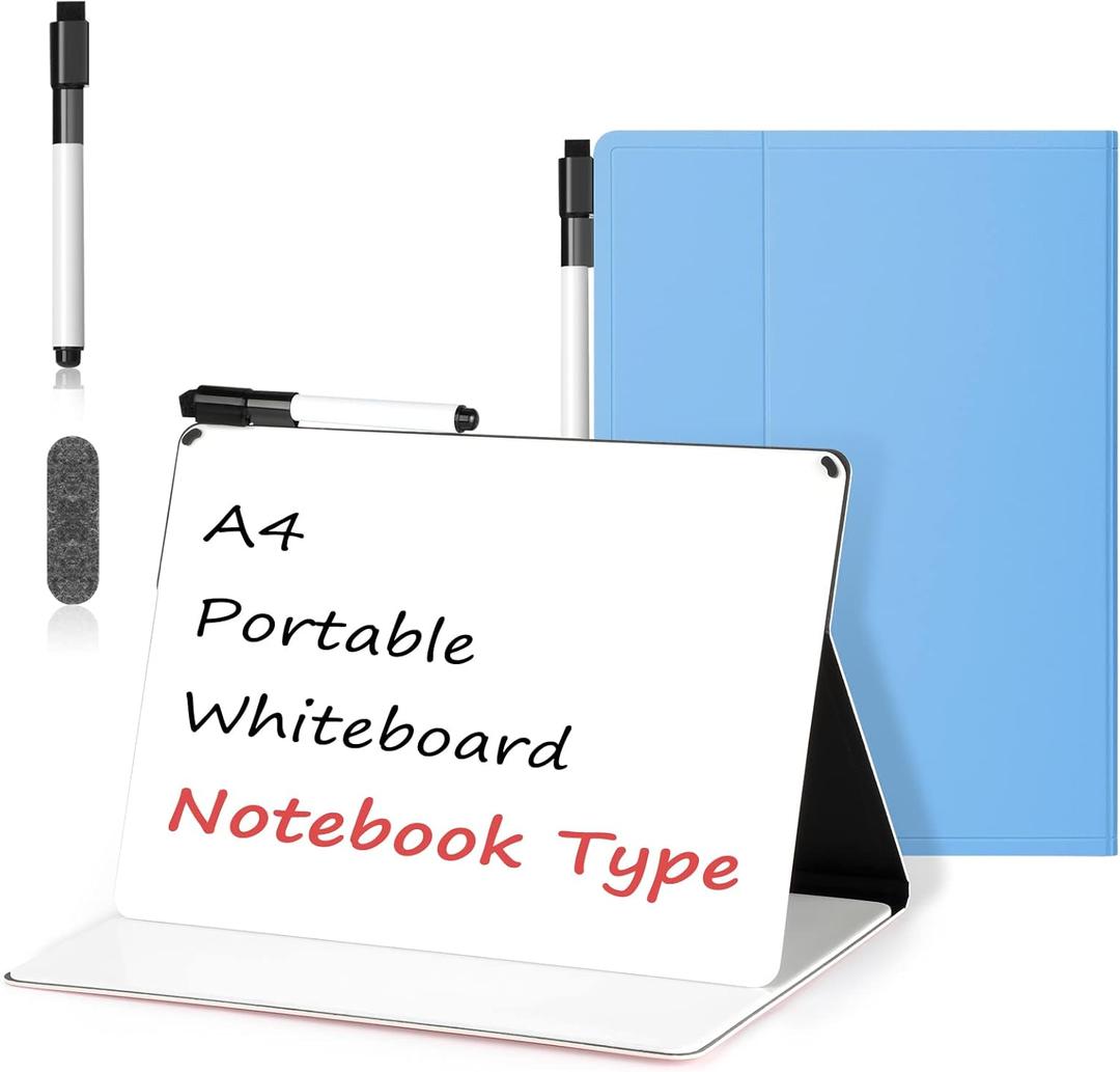 Mini Whiteboard 12"x9" Small White Board Dry Erase, Erasable Notebook Foldable Desk Whiteboard Holder Dry Erase Board, Office, Home, Travel, School, Portable (Blue) Mini Whiteboard 12"x9" Small White Board Dry Erase, Erasable Notebook Foldable Desk Whiteboard Holder Dry Erase Board, Office, Home, Travel, School, Portable (Blue)