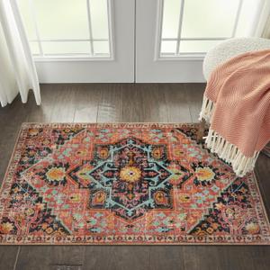 Wonnitar Boho Bathroom Rug 2x3, Hot Pink Small Bath Rug, Washable Soft Kitchen Sink Area Rug, Oriental Distressed Low Pile Accent Carpet for Girls Bedroom Nursery Entryway (Fuchsia,2'x3')