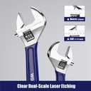 WORKPRO Adjustable Wrench Set, 6-inch, 8-inch, 10-inch, 12-inch Wide Jaw Wrenches with SAE and Metric Scales, Rubber Grip, Heat-Treated Steel for Home Repairs, Plumbing, and Garage Work