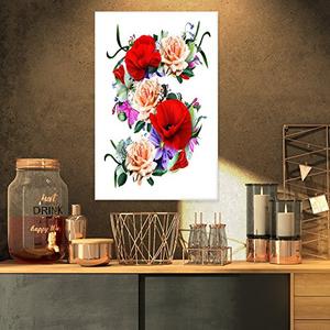 Design Art PT13740-16-32 Floral Figure with Variety of FlowersFloral Canvas Artwork Print, Size 30x40 inch