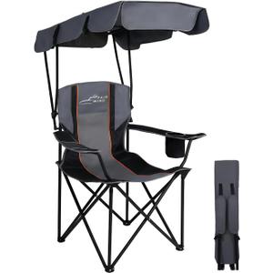 FAIR WIND Portable Canopy Camping Chair 380 LBS Capacity Heavy Duty Oversized Folding Lawn Chair with Sunshade for Beach, Fishing, Sports & Outdoors