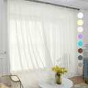 Beige Sheer Curtains 130 Inches Long 2 Panels,Rod Pocket Voile Semi Sheer Window Curtains for Kitchen, Bedroom and Living Room (Beige, 52 W x 130 L)