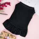 Dog Dresses Cat Skirt Solid Color Dog Clothes Summer Sleeveless Puppy Girl Clothes for Small Pet Dogs Cats (Black, X-Small)