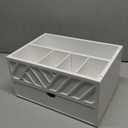 Coffee Bar Organizer with Drawer, Coffee Station Organizer for Countertop, Wood Coffee Bar Accessories Organizer for Coffee Bar Decor, Farmhouse Coffee Cup Pod Holder Condiment Organizer(White)