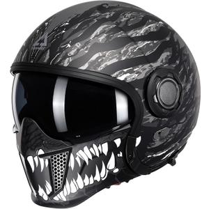 TRIANGLE Full Face Motorcycle Helmets,Off-Road Motocross Helmet for Men & Women,Dual Visor with Internal Tinted Sunshield,Open Face 3/4 Adult Racing Helmet DOT Approved(L)