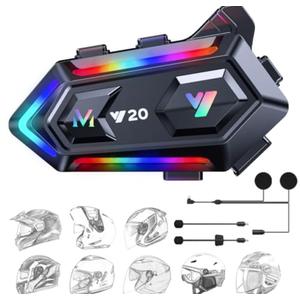 FEYA Motorcycle Helmet Speakers High Battery Life Helmet Headphone IPX6 Automatic Answer/Call Music Control/Intelligent Noise/Wake up Siri, 2 Different Types of Mic - Compatible with All Helmets - Y20