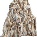 Fur Blanket Throw for Couch Tan Rabbit Hide Fur Throw Blanket Fuzzy Fluffy Super Soft Furry Plush Decorative Comfy Shag Thick Sherpa Shaggy Throws and Blankets for Sofa, Bed, 55.12x62.99 inch
