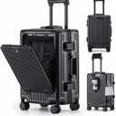 Zipperless Carry On Luggage with laptop Compartment, Black, 20in
PC Hard Shell suitcases, Airline Approved, TSA Approved Lock, 360°Silent Spinner Wheels with Brake, Cup Holder, USB Charging