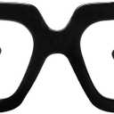 hoyuwak Oversized Square Blue Light Glasses Big Frame Computer Eyewear Thick Fashion Clear Glasses for Women Fashion (Black)