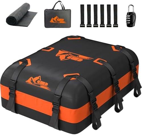 BATSUVCER Car Rooftop Cargo Carrier Bag 15-20 Cubic Feet(20Cu.Ft-Orange)