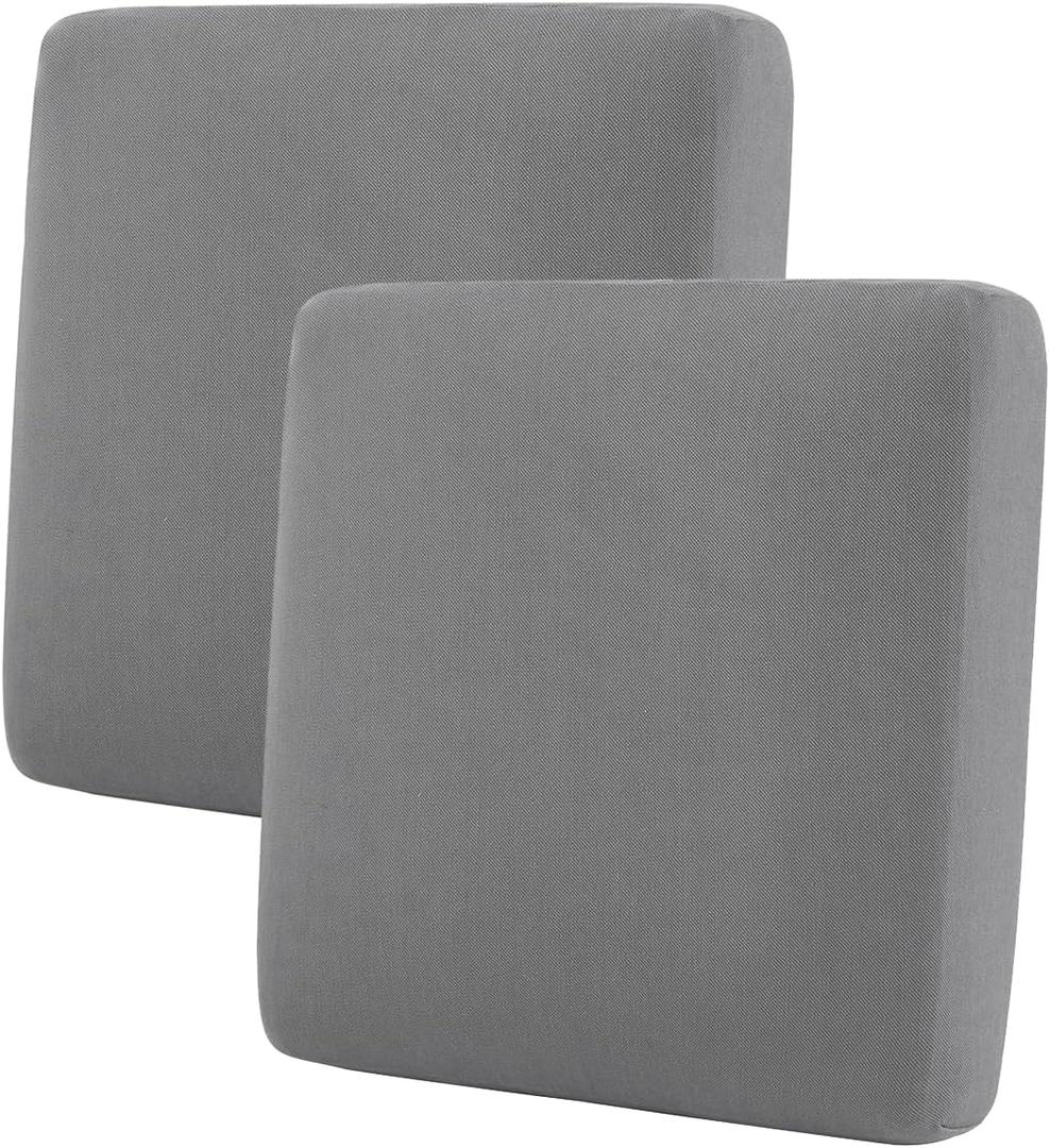 Individual Couch Cushion Covers, Non-Fuzzy Chenille Sofa Covers for Seat Cushions, Clean Look, Durable Stretch Fit Couch Slipcovers for Sectional and L Shaped Sofas (2 Piece, Grey)