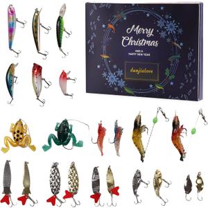 Fishing Advent Calendar 2025  24 Days Christmas Countdown with Fishing Lures Set, Bass Trout Tackle Kit for Men, Xmas Surprise Gift for Fishermen