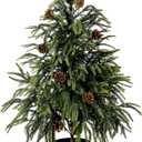 3FT Artificial Norfolk Topiary Trees for Front Porch 36-inch Real Touch Norfolk Pine Christmas Tree with Pine Cones Greenery Realistic Fake Potted Plants for Indoor Outdoor Décor (1, Gradient Green)