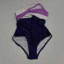 B2prity Women's One Piece Swimsuits Tummy Control Front Cross Bathing Suits Tie Back Slimming V Neck Swimwear (Medium, White, Purple, Navy Blue)