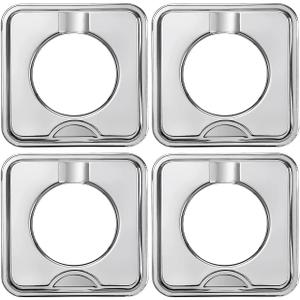 4 Pack Chrome Square Gas Stove Drip Tray, Replaces SGP-400 786333 WP786333 AP6011553 PS11744751
