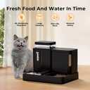 ZOMISIA Automatic Cat Feeder and Water Dispenser Set, 2 in 1 Gravity Cat Food Dispenser with 180 Degree Rotatable, Pet Self Feeding Large Capacity for Small Dogs Puppy Kitten, Black, 0.8 Gallon x 2