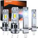 SEALIGHT H1 H7 Fog Bulbs Combo, 2024 Upgraded 60,000LM Fog Lights with 14000RPM Cooling Fan, 1:1 Design Fog Light Bulbs, Plug-N-Play, Pack of 4 (White)