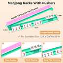 Non-Slip Mahjong Racks with Pushers, 4-Pack Clear Acrylic Tile Holders for American Mahjong, Includes Travel Storage Bag & Gift Box, Ideal for Game Parties & Women Mahjong-Lovers Gift Giving, 4-Color