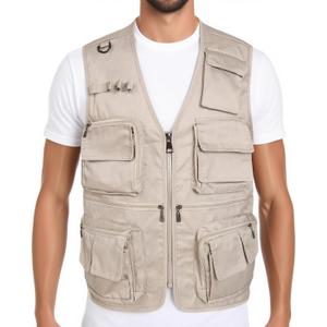Mens Fishing Vest Summer Outdoor Work Safari Travel Photo Vest with Multi Pockets (Beige, S)