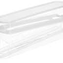 Healifty Fridge Holder Clear Automatic Rolling Dispenser Space-saving Storage Box Sturdy Kitchen Organizer for Refrigerator Countertop Use Easy to Clean Sleek Design