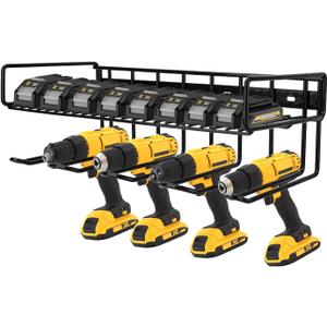 Power Tool Organizer Wall Mount, Heavy Duty 2 Layer Cordless Tool Organizer 4 Drill Organizer Wall Mount Black Shelf Power Tool Organizer Garage