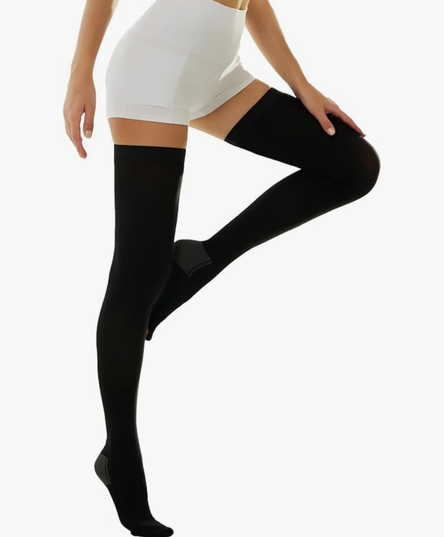 Medical Compression Thigh High Anti Embolism Stockings 15-20mmHg, for Edema, Varicose Veins, Swelling with Inspection Hole, Women & Men 11