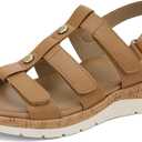 UBFEN Womens Comfortable Walking Sandals with Arch Support | Orthopedic Open Toe Strappy Sandals, 4 Adjustable Straps, Flat Casual Summer Style