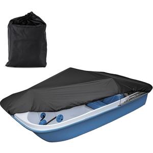 SPORTYOUTH Pedal Boat Cover, Universal Fit 3 or 5 Person Pedal Boat, Water-Resistant Anti-UV Dustproof Protective Covers Integrated with Windproof Buckle Straps - Black