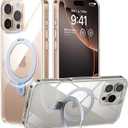 TORRAS Crystal Clear for iPhone 16 Pro Case Magnetic Stand,[Compatible with MagSafe][Flexible Stable Stand]MilGrade Protection Transparent Slim AntiYellowing AntiScratch Ring Kickstand 6.3", Ostand