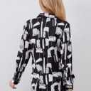 Wrinkle-Resistant Women Silky Button Down Shirts Fashion Printed Dressy Blouse Business Casual Long Sleeve Work Tops (Black, Medium)