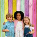 XCKALI Colorful Wood Photography Background Colorful Rustic Wooden Texture Easter Backdrop Party Decor Photo Props (8x6ft)