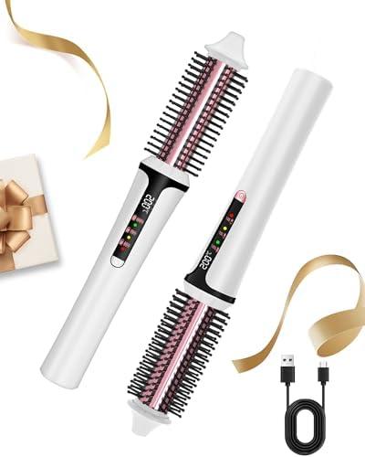 Cordless Curling Brush,4000 mAh USB Cordless Hair Curler with 3 Temp Setting Mini Travel Curling Iron Rechargeable, Ceramic Battery Powered Curling Iron