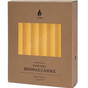 16PCS 9" Hand-Rolled Beeswax Taper Candles Raw, 100% Pure Natural Beeswax Candles for Home Decor, Yoga & Meditation (Unscented)