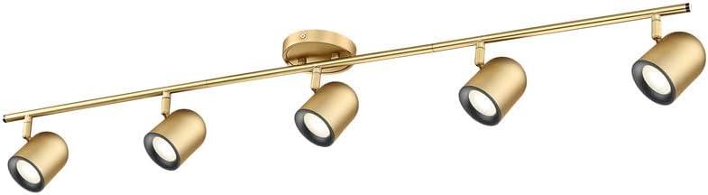 FEMILA 44" Adjustable LED Track Light - 4000K Gold Ceiling Track Lighting Fixture, Rotatable | Modern Kitchen Track Lights | Versatile LED Track Lighting Kit, 4FS78TL-5 BG (Bluebell, Brass Gold)