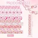 600 Pcs Mother's Day Paper Chain Garland Kit, Decorative Patterned Strips for DIY Paper Chain Crafts, Pink Floral Heart Designs for Party Home Spring Decorations