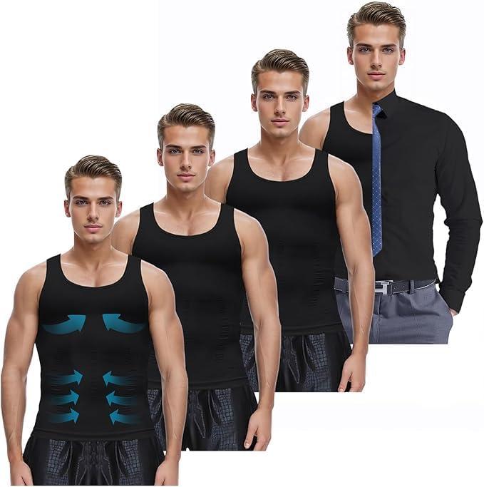 MEETYOO Mens Compression Shirt Slimming Undershirt for Men Shapewear Gynecomastia Compression Shirt Men Body Shaper, 2XL