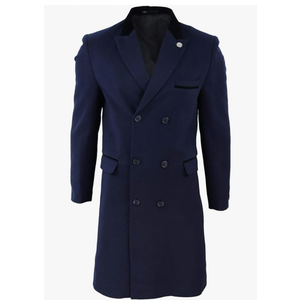 TruClothing Mens 3/4 Long Double Breasted Overcoat Jacket Wool Coat XL